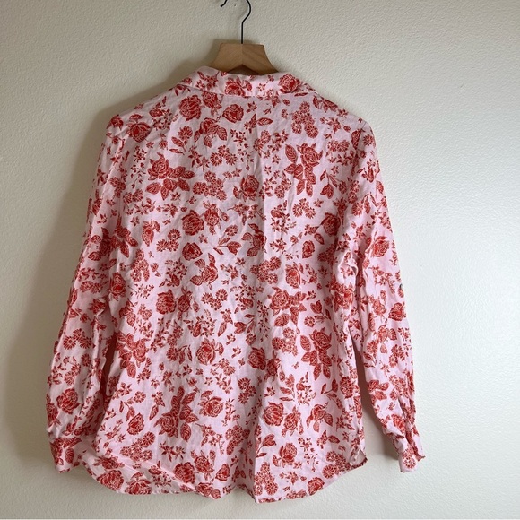 Zara Floral Linen Women's Long Sleeve Button Up Top Large - Picture 3 of 3
